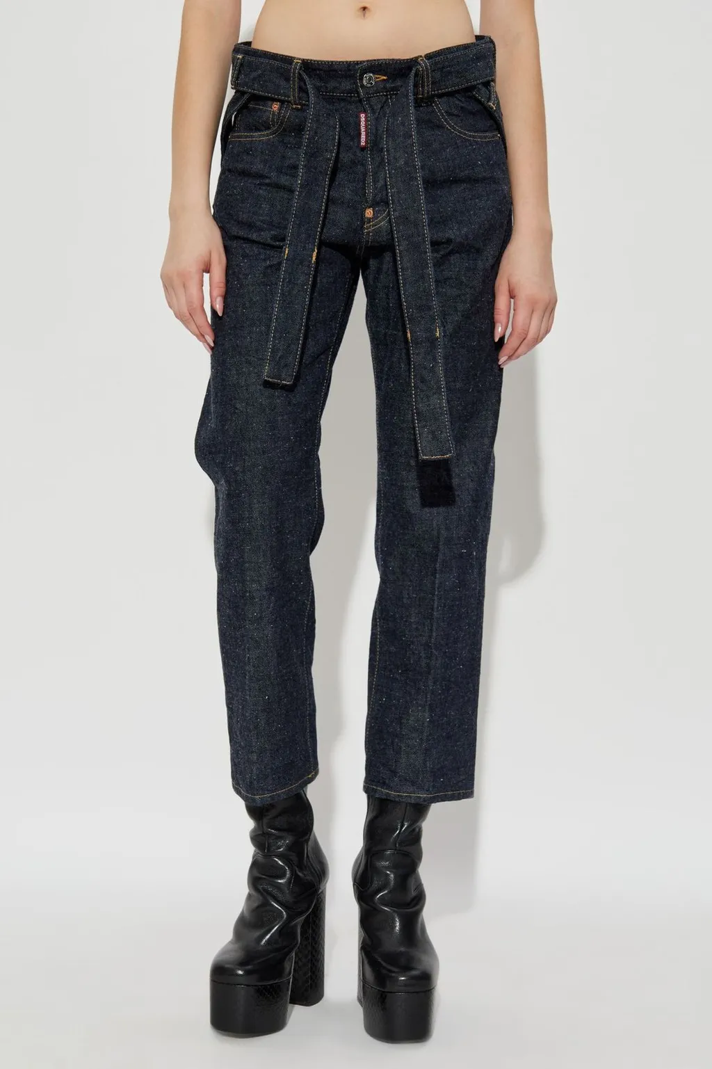 Belted Cropped Jeans