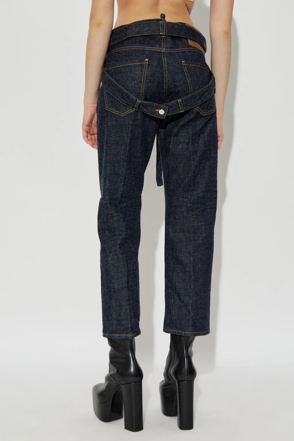 Belted Cropped Jeans