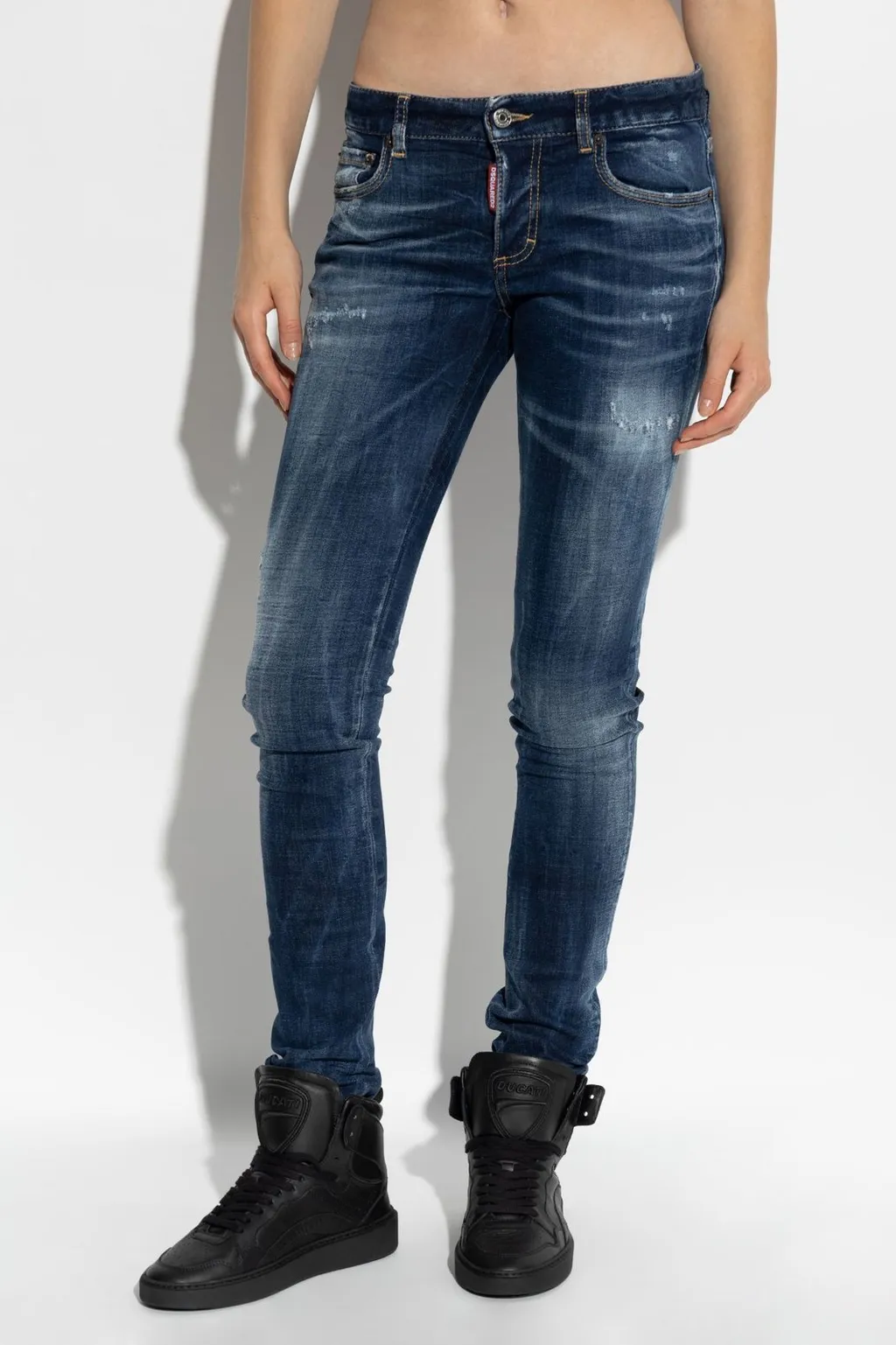 X Ducati Distressed Skinny Jeans