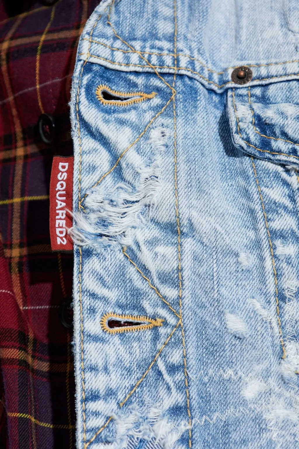 Vintage Effect Distressed Denim Jacket
