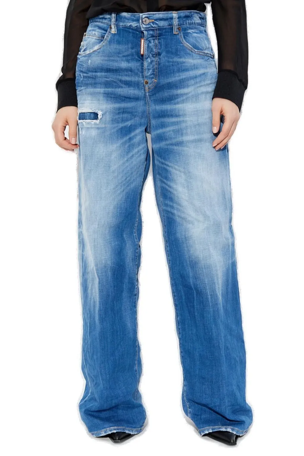 Logo Patch Ripped Jeans