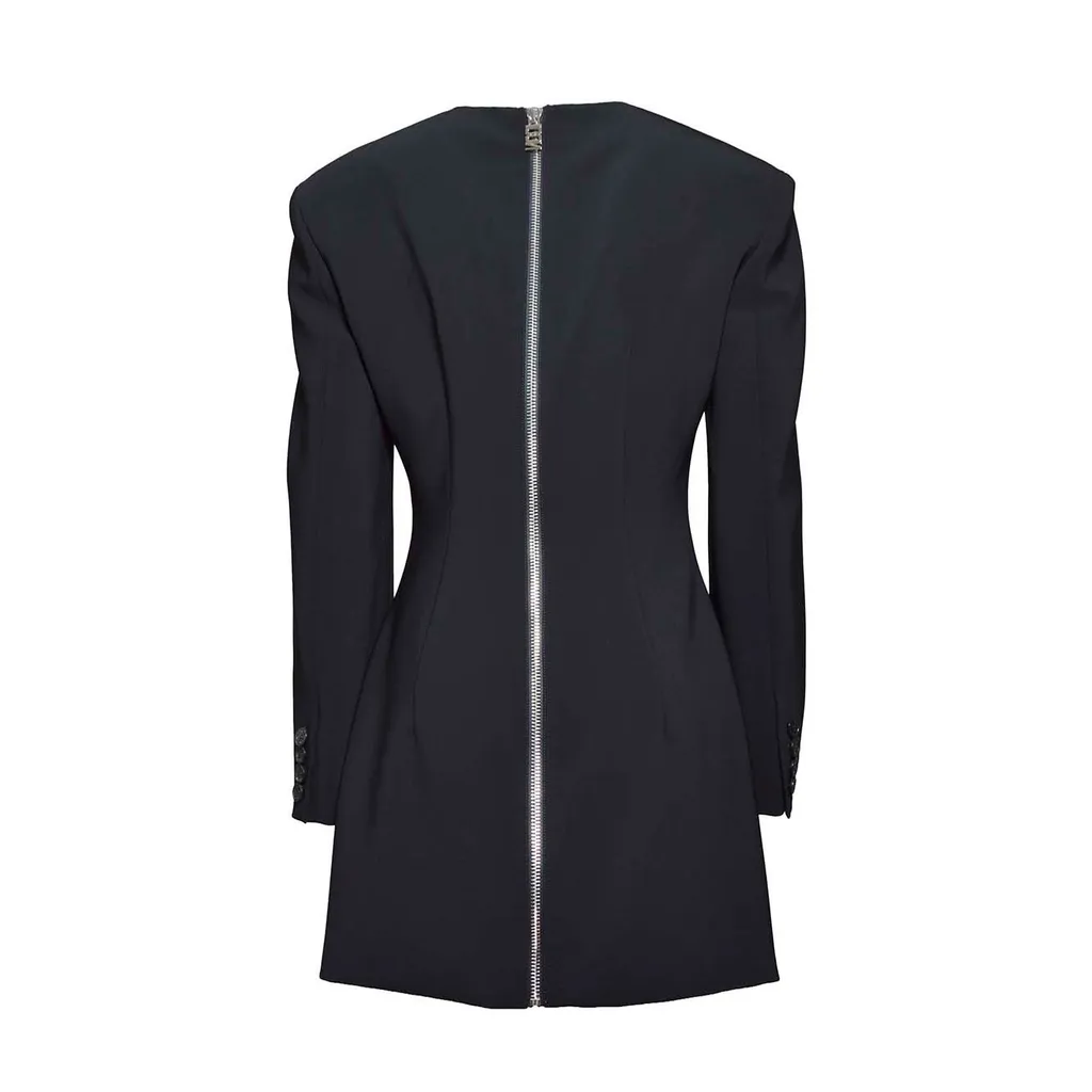 Rear Zipped Crewneck Dress