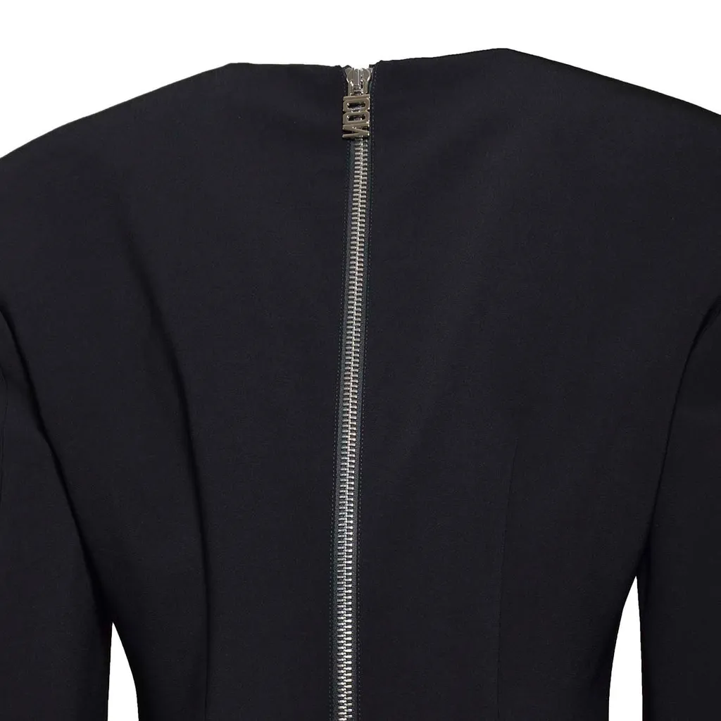 Rear Zipped Crewneck Dress
