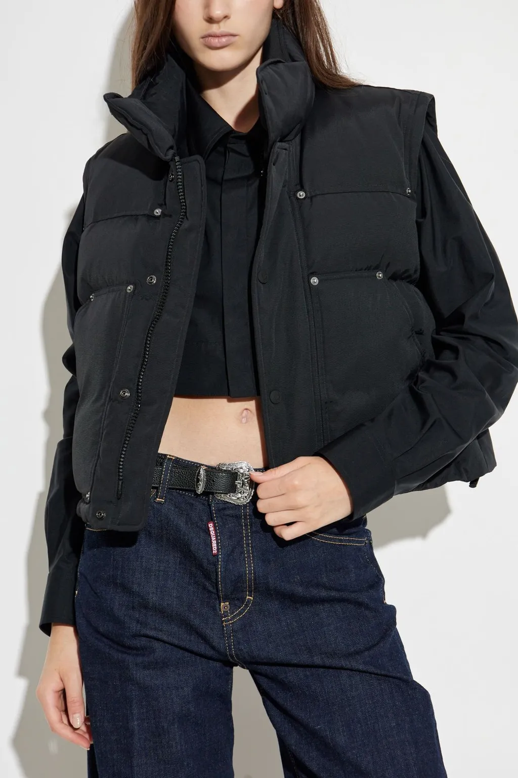 Logo Embroidered High-Neck Padded Vest