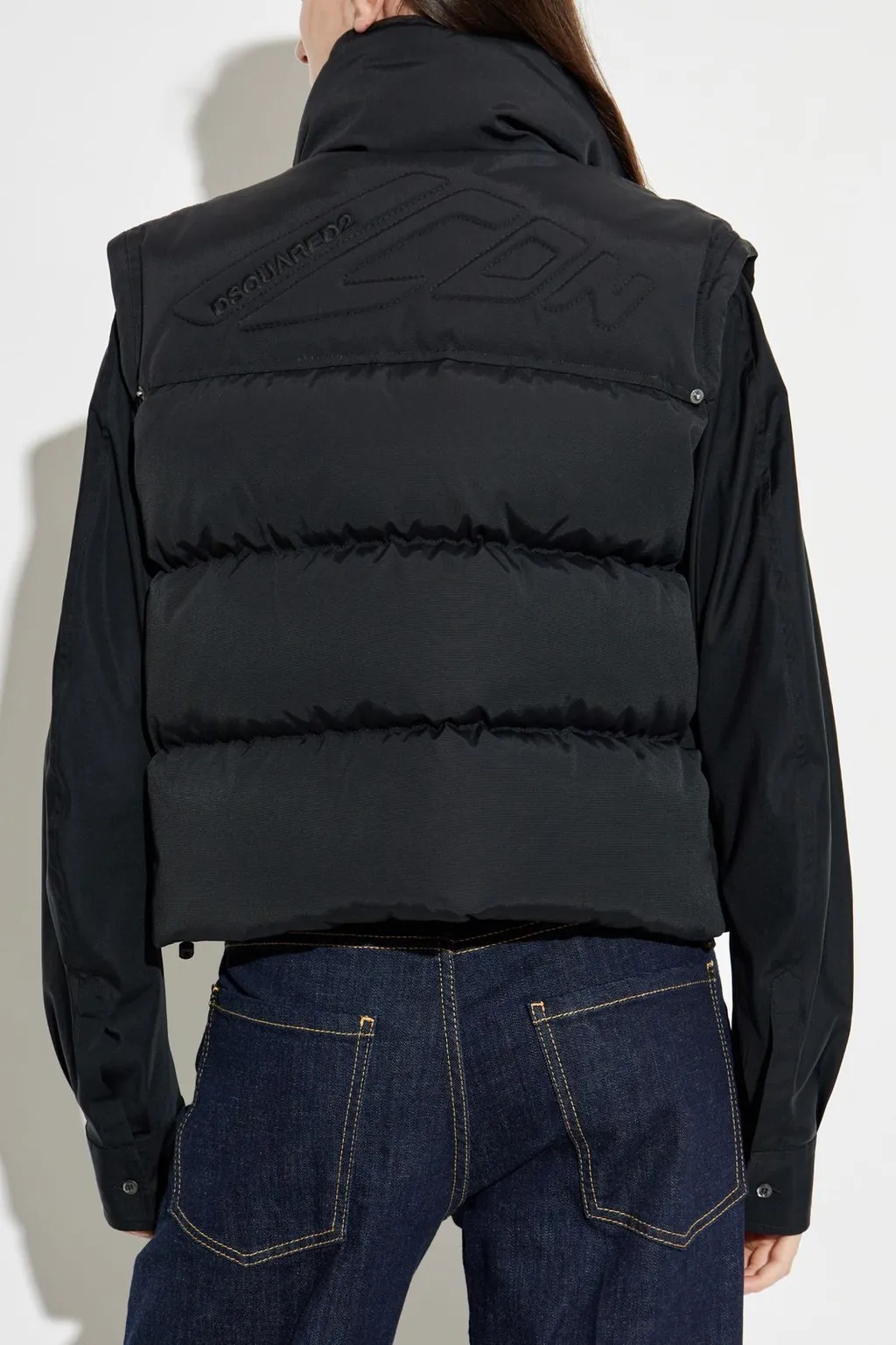 Logo Embroidered High-Neck Padded Vest