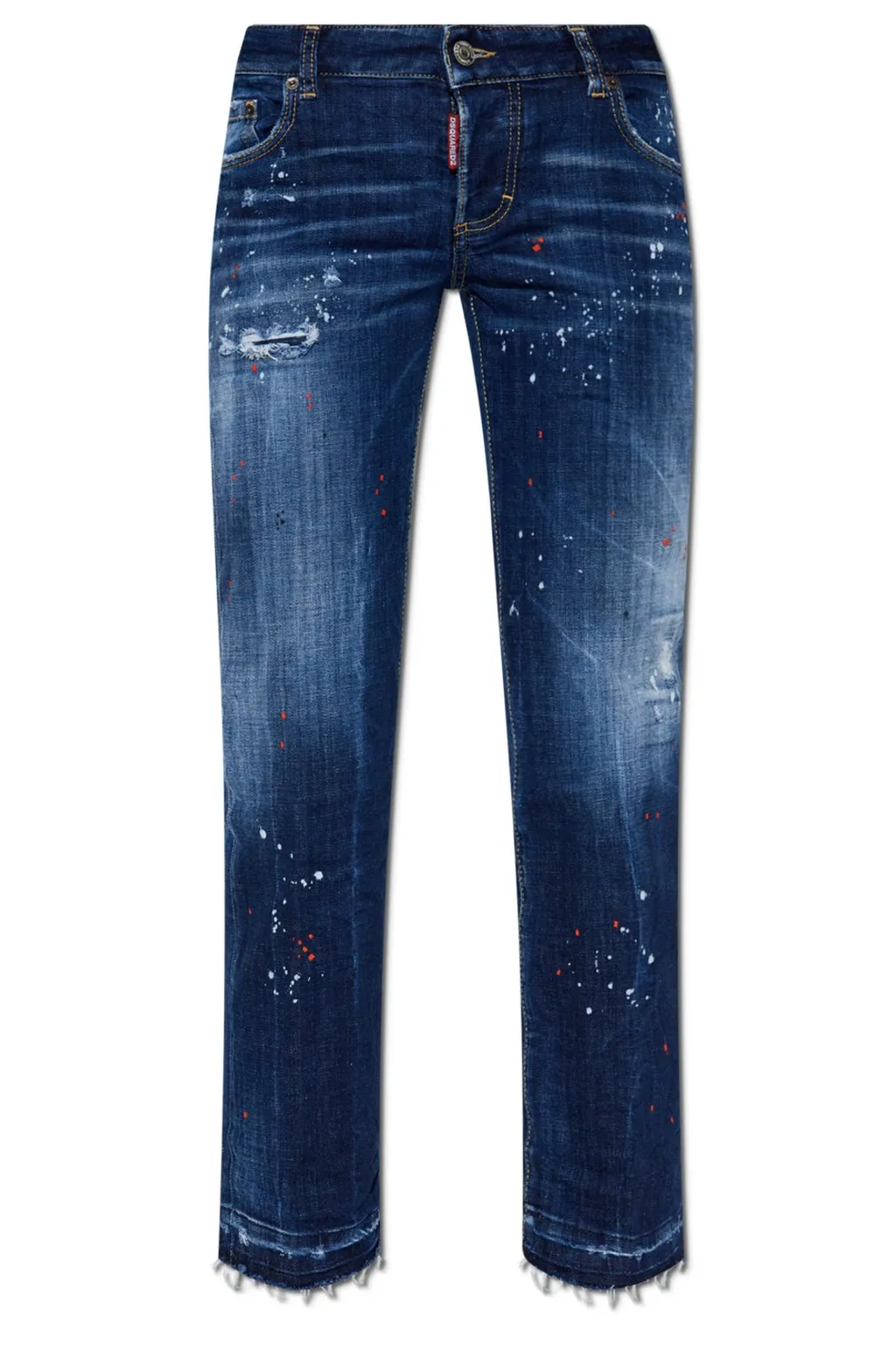 Logo Patch Distressed Jeans