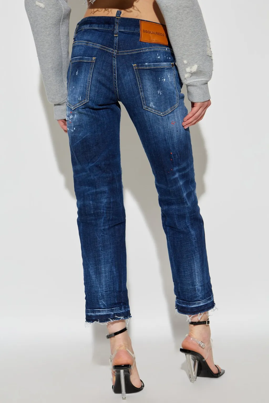 Logo Patch Distressed Jeans