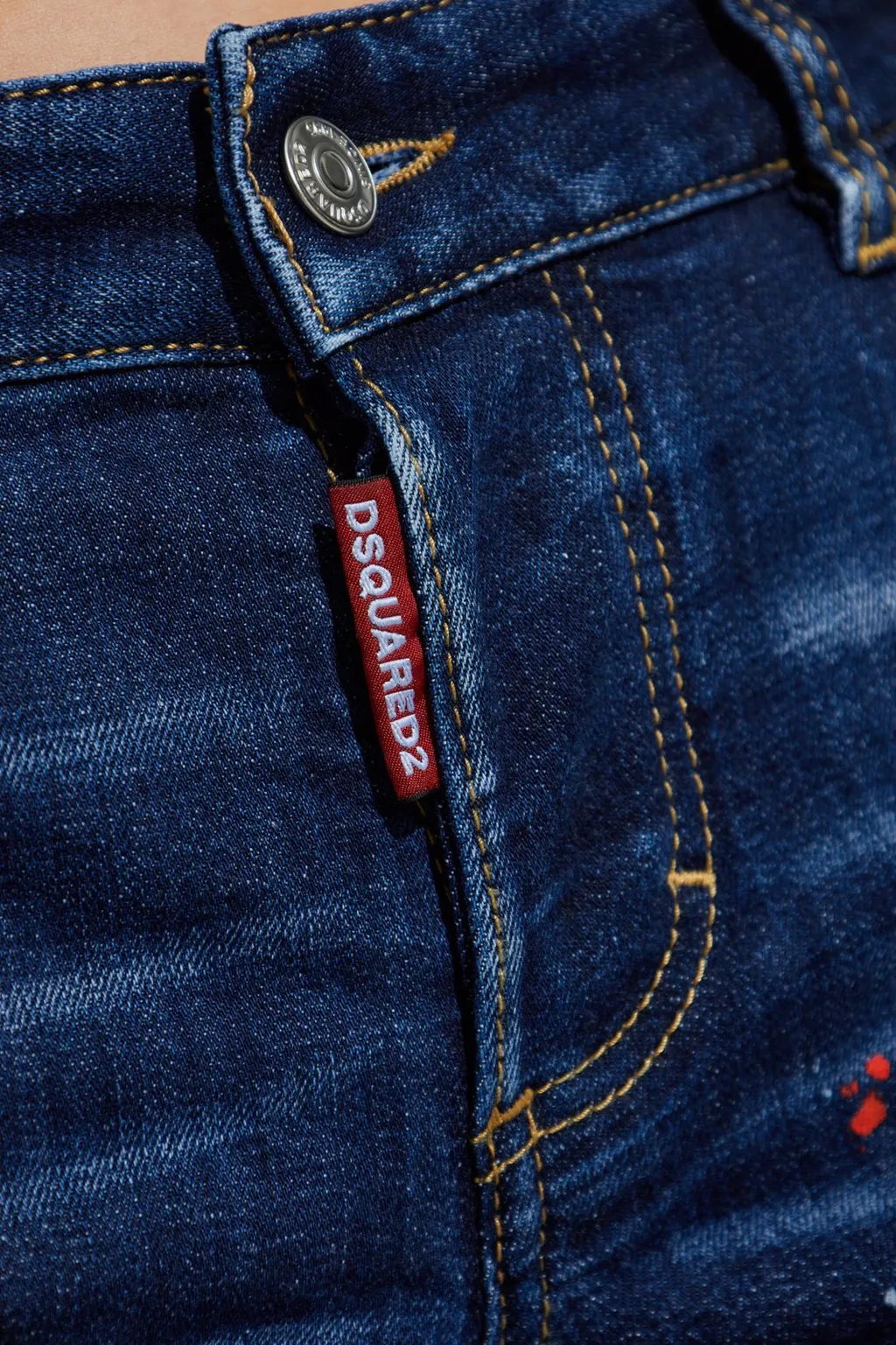 Logo Patch Distressed Jeans