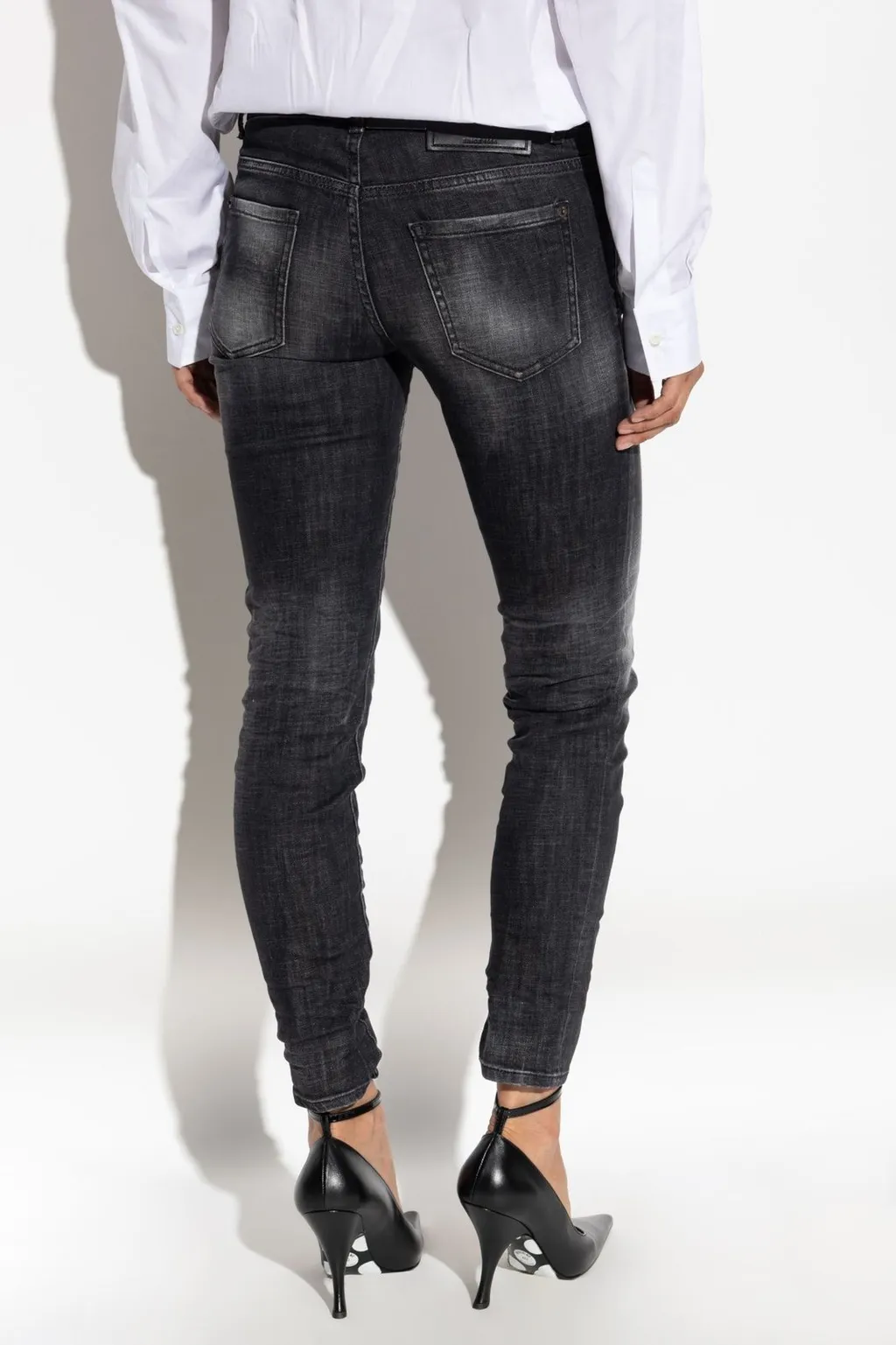 Mid-Waisted Distressed Skinny Jeans