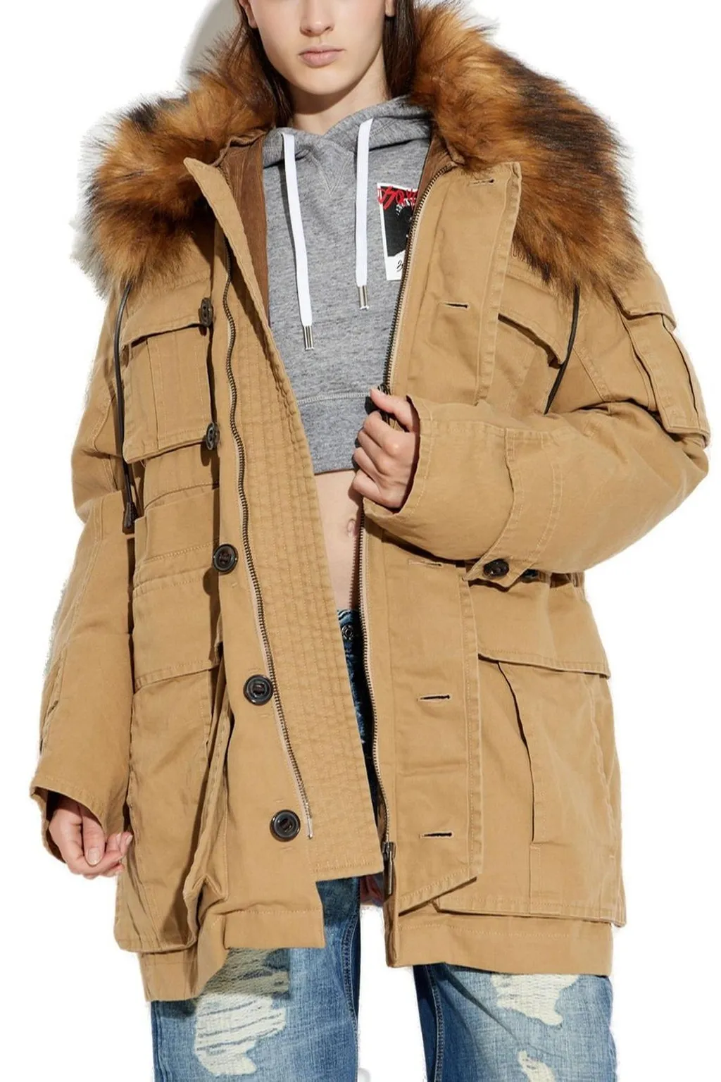 Military Fur Collar Parka