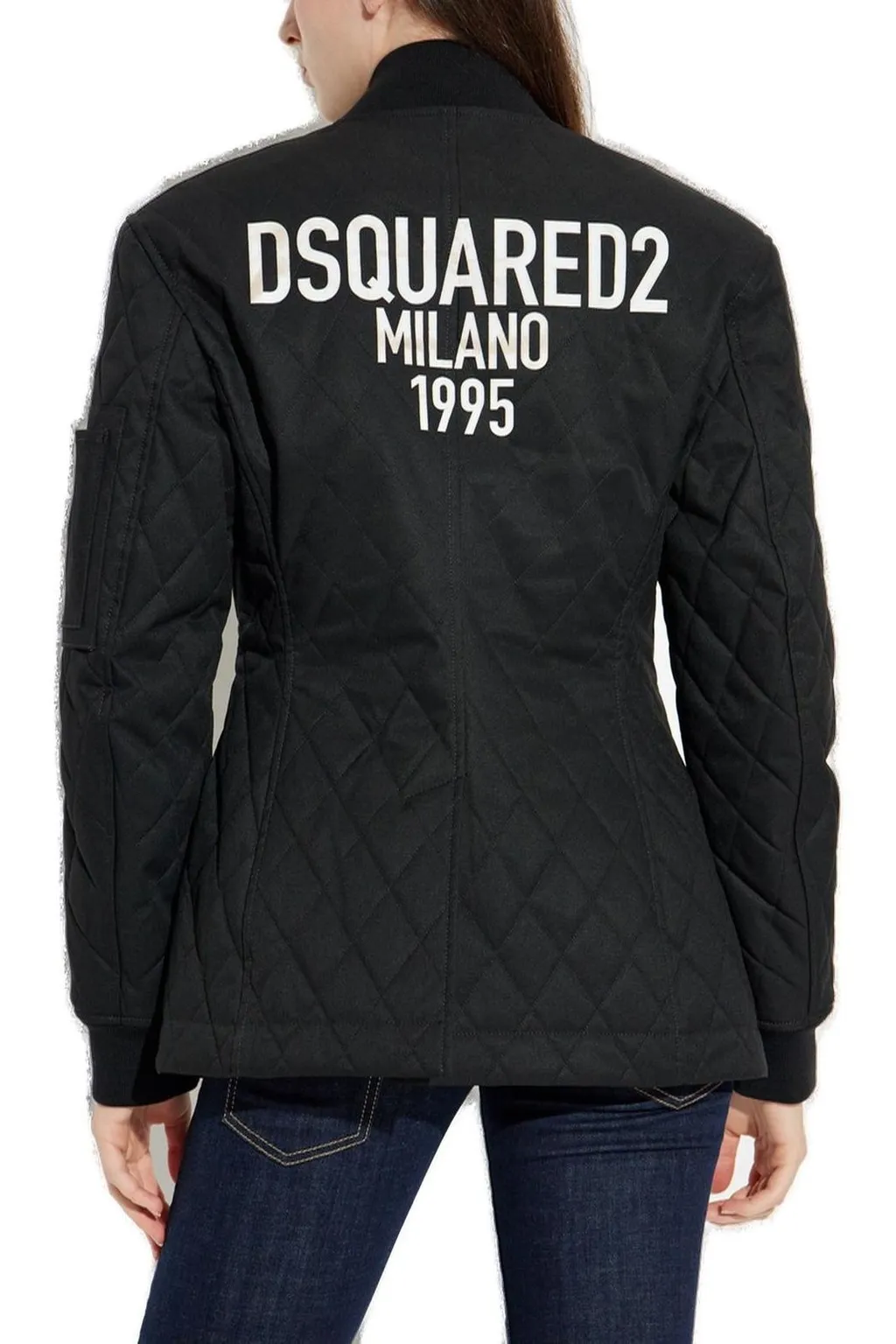 Logo Printed Quilted Zip-Up Jacket