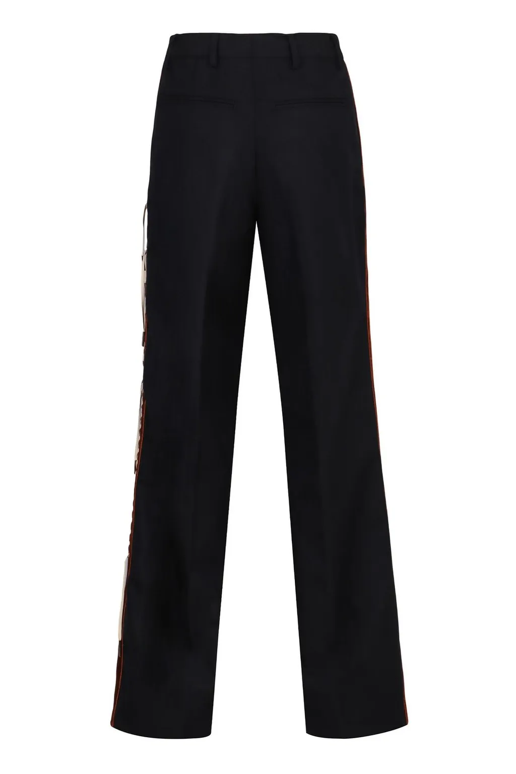 Velvet-Trim Straight-Leg Trousers