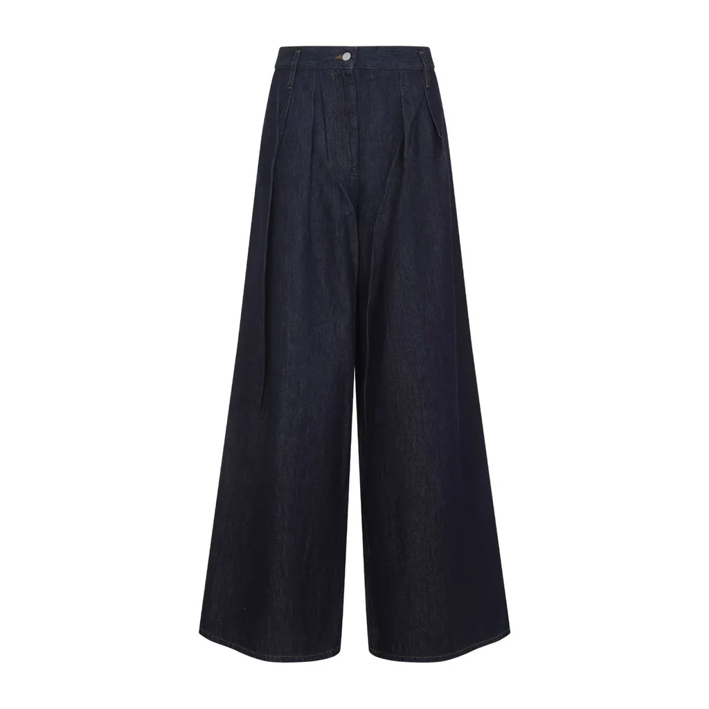 Logo-Patch Pleated Jeans