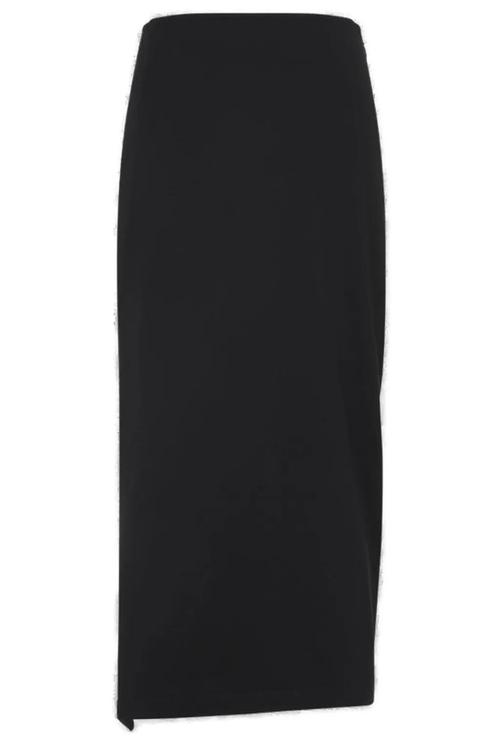 Ruffled Asymmetric Hem Midi Skirt
