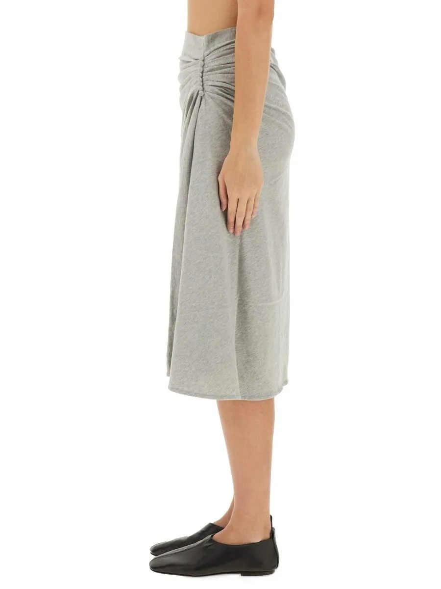 Asymmetric Draped Midi Skirt