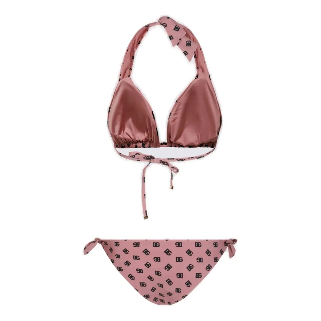 Logo Printed Padded Bikini Set