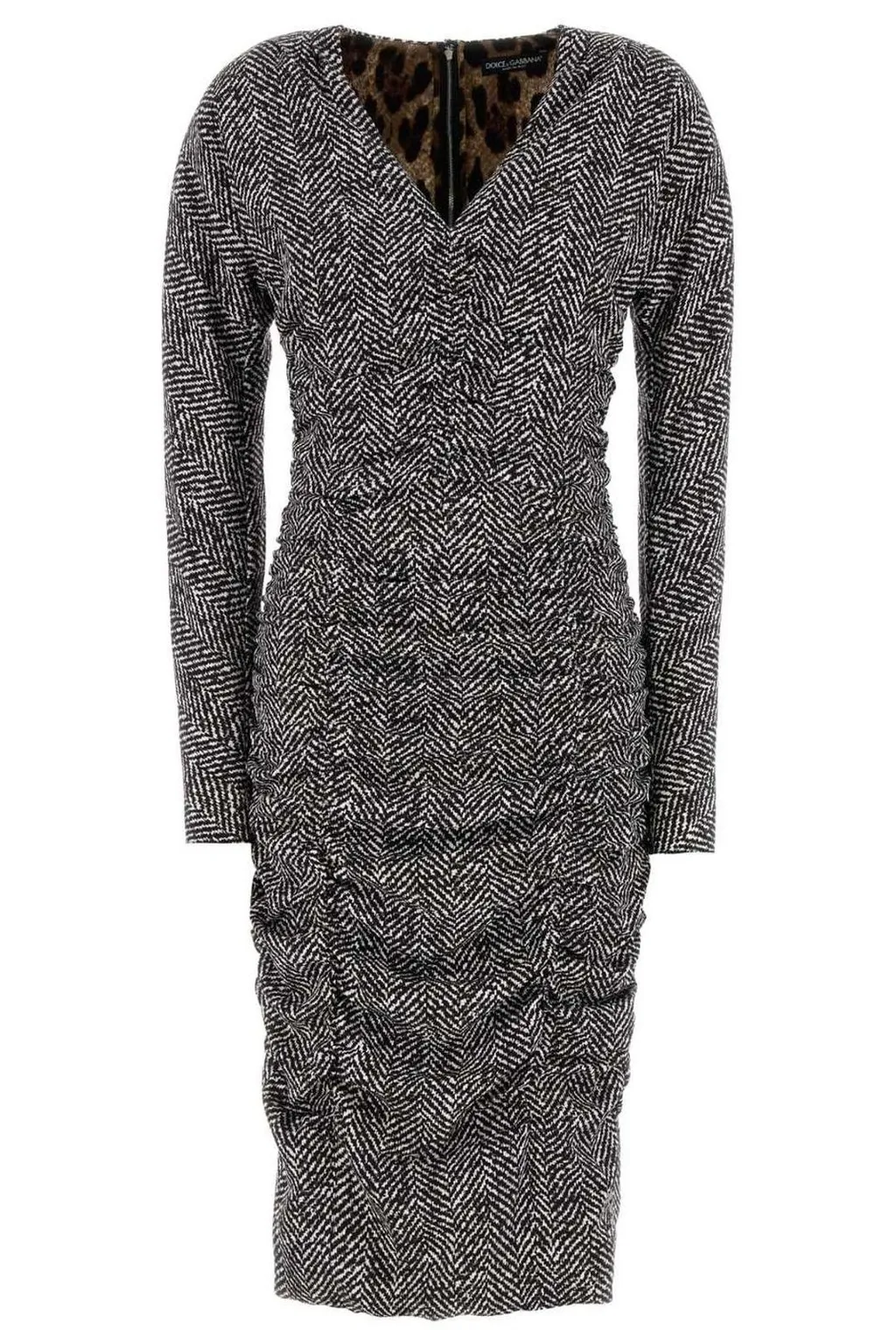 Chevron Printed Cady Midi Dress