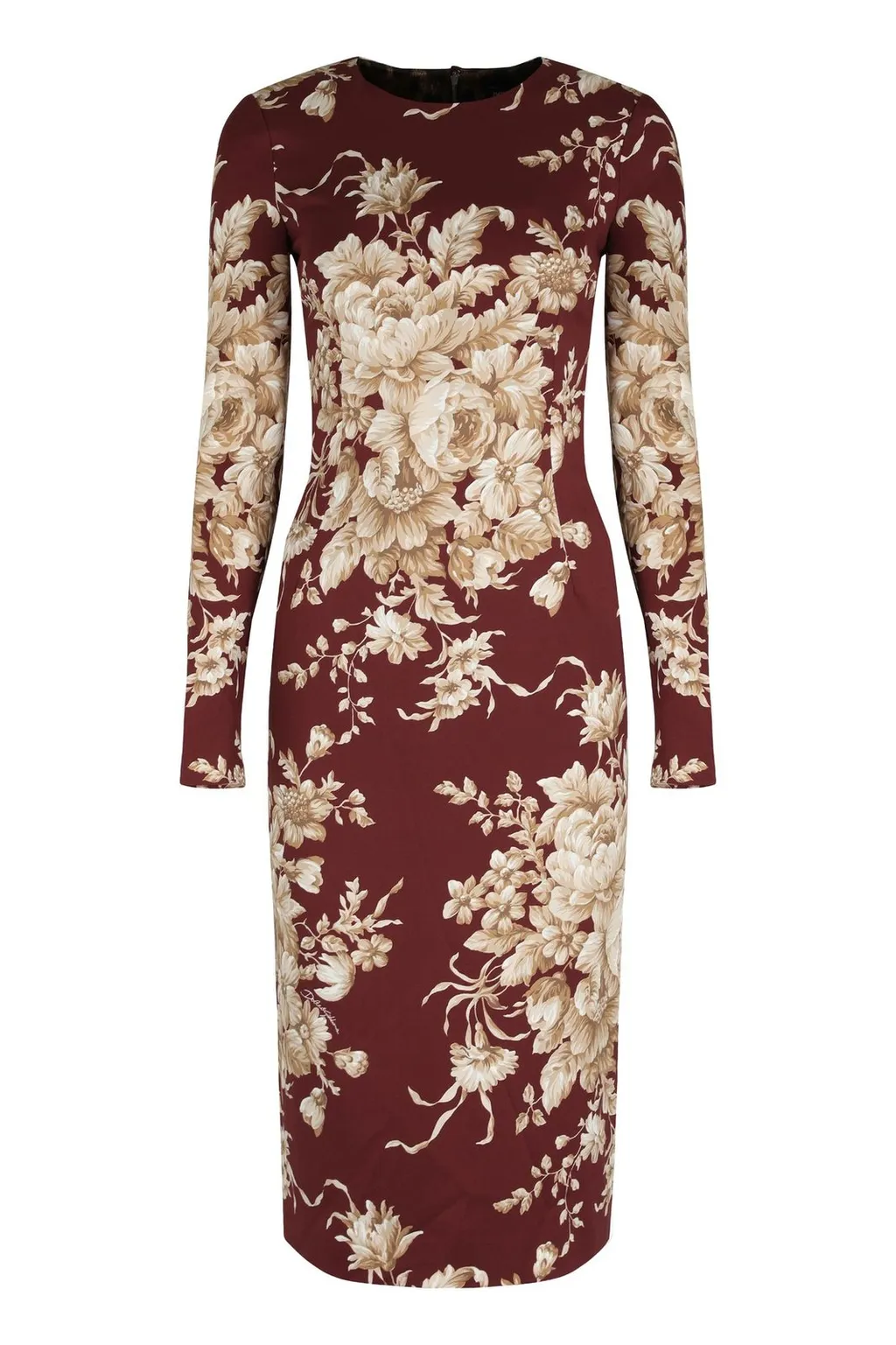 Rose-Print Charmeuse Dress