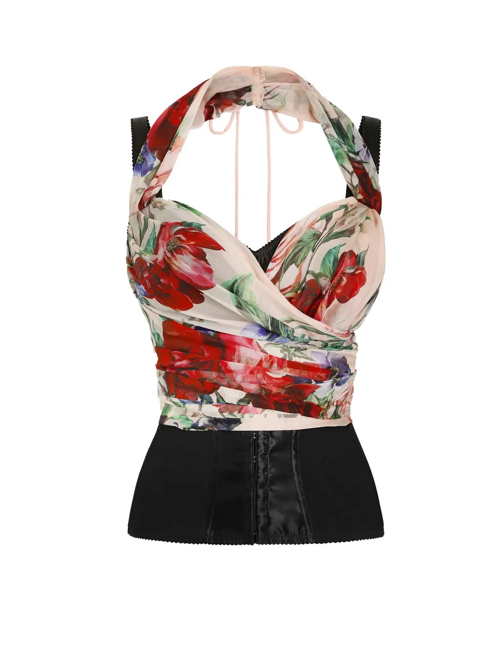 Floral Printed Chiffon Corset Top