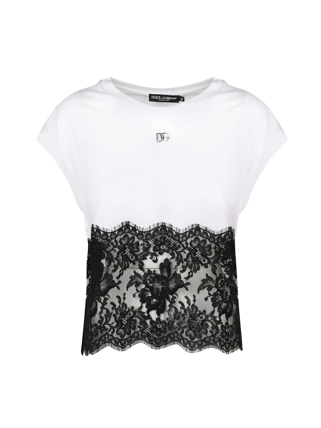 Lace Trimmed Logo Plaque T-Shirt