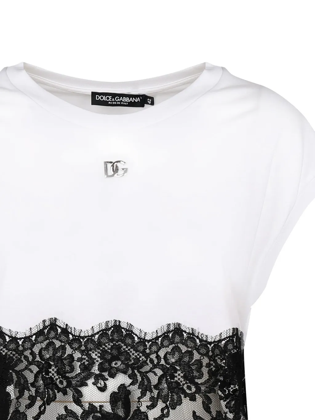 Lace Trimmed Logo Plaque T-Shirt