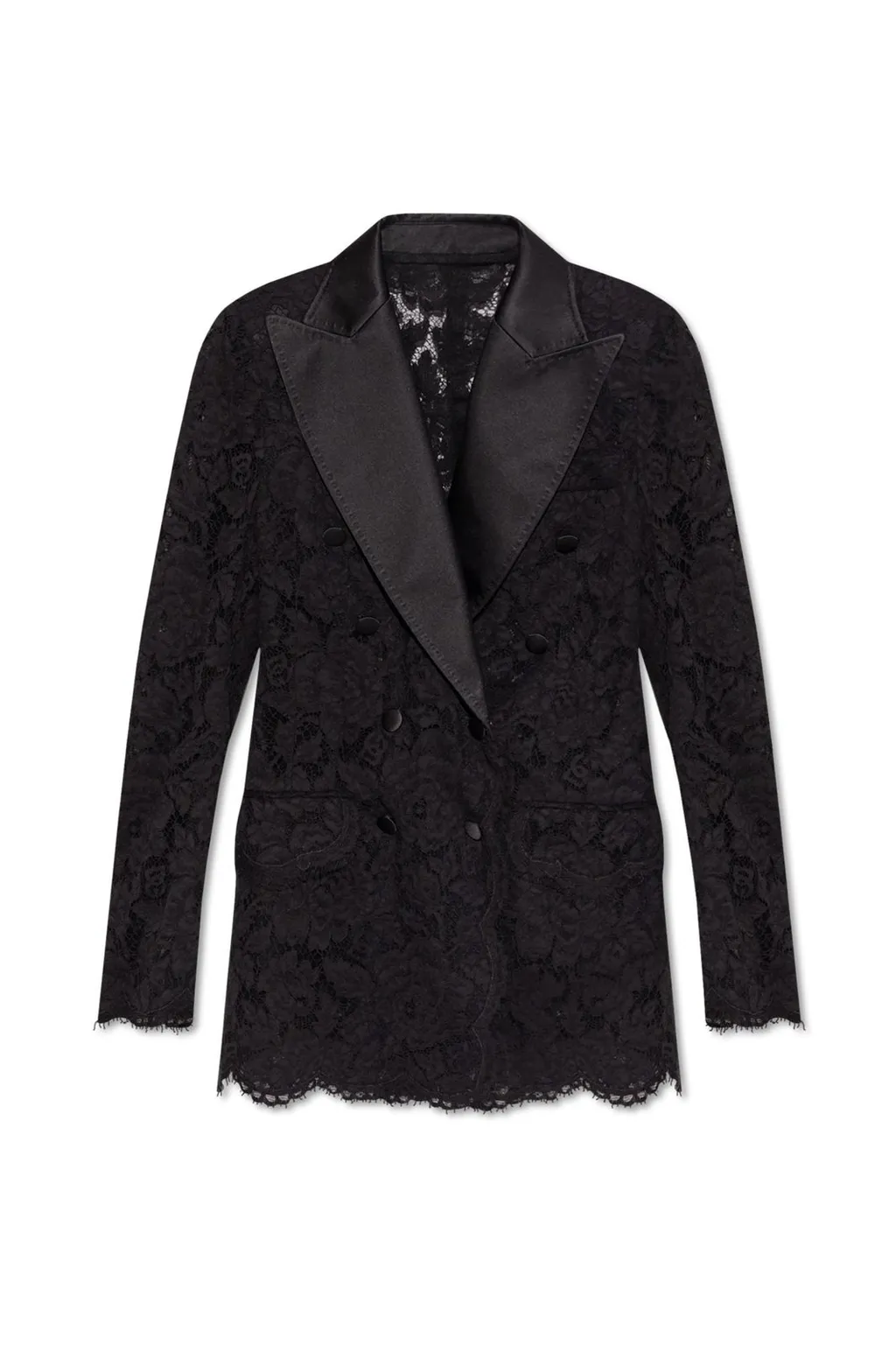 Double-Breasted Lace Turlington-Fit Jacket