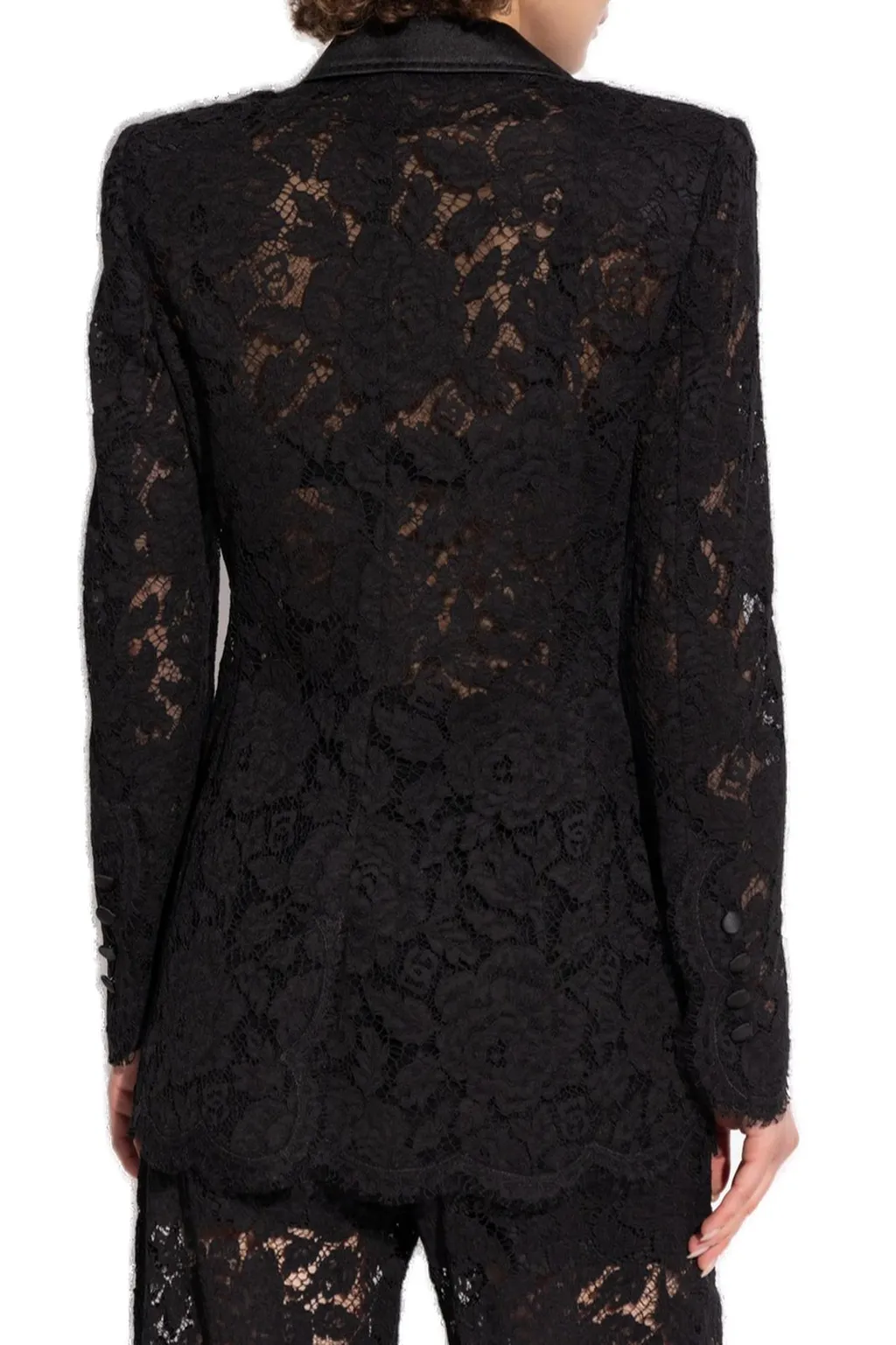 Double-Breasted Lace Turlington-Fit Jacket
