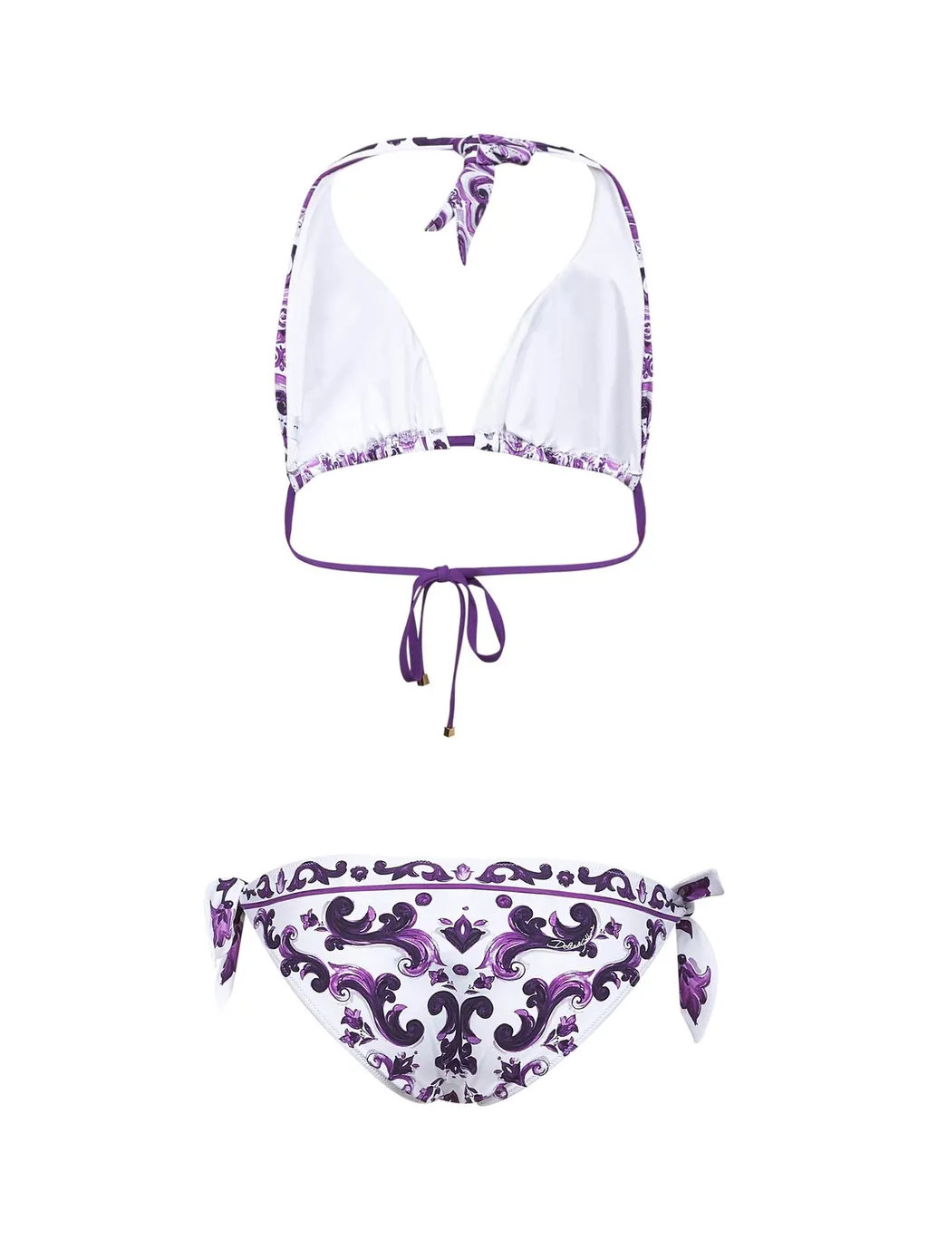 Majolica-Printed Triangle Bikini Set