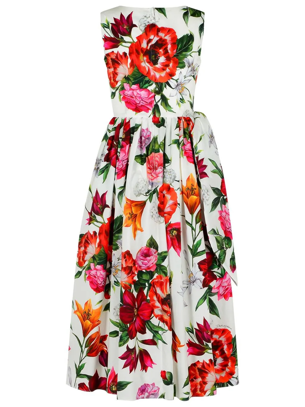 Flower Printed Sleeveless Poplin Dress