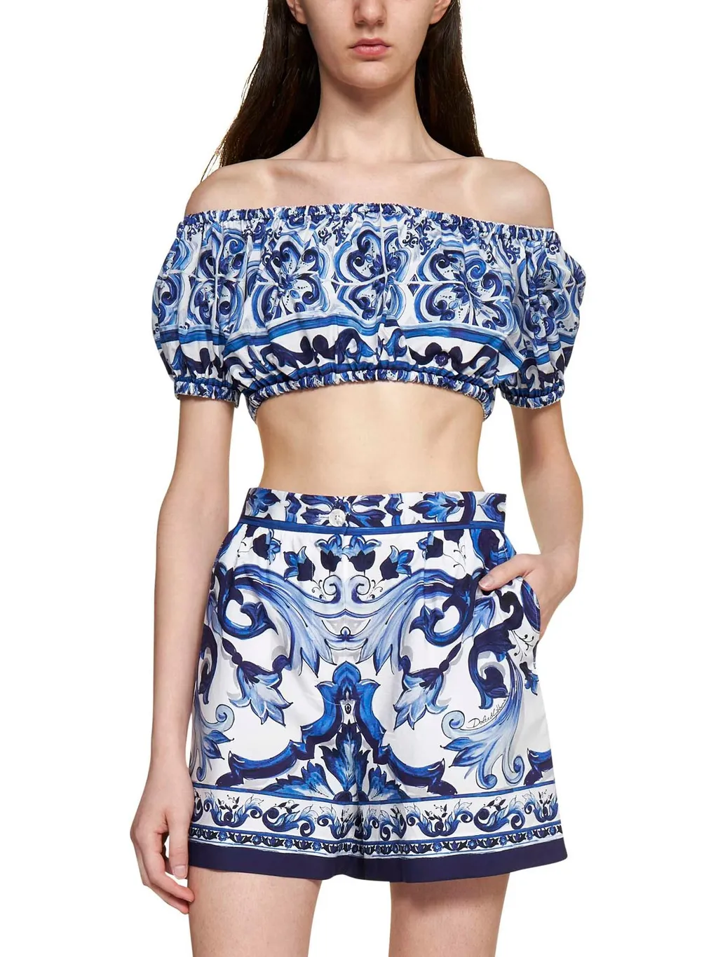 Mediterraneo Printed Off-Shoulder Top