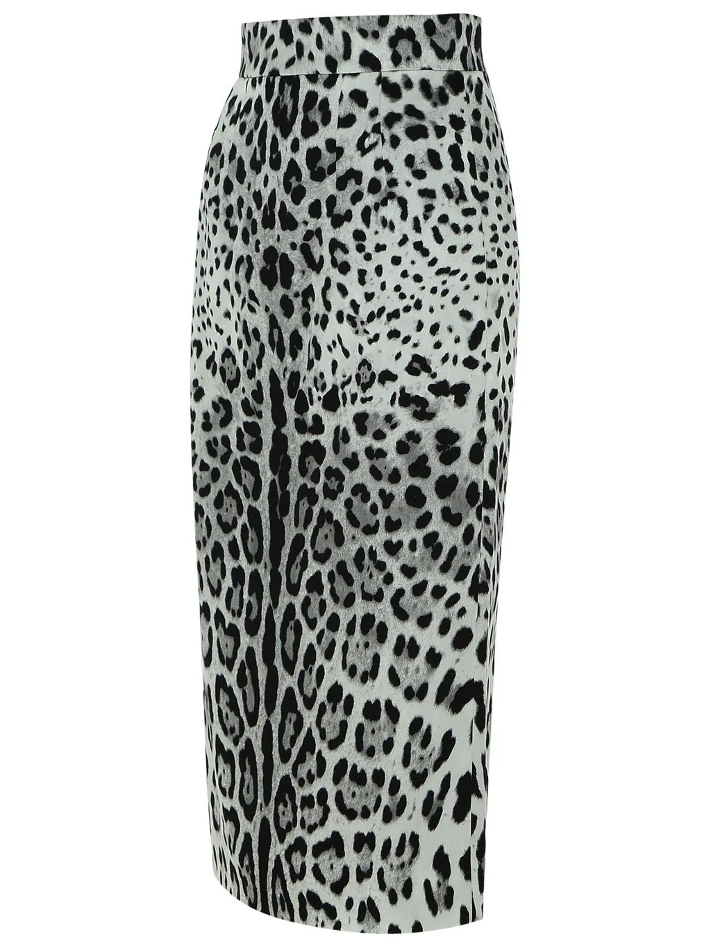 Leopard Printed Charmeuse Midi Pencil Skirt