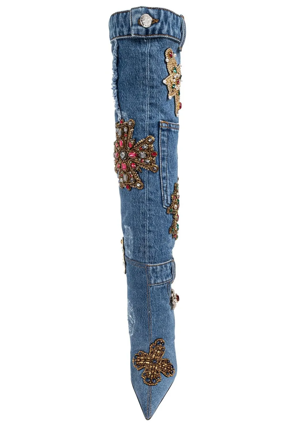 Embellished Denim Boots