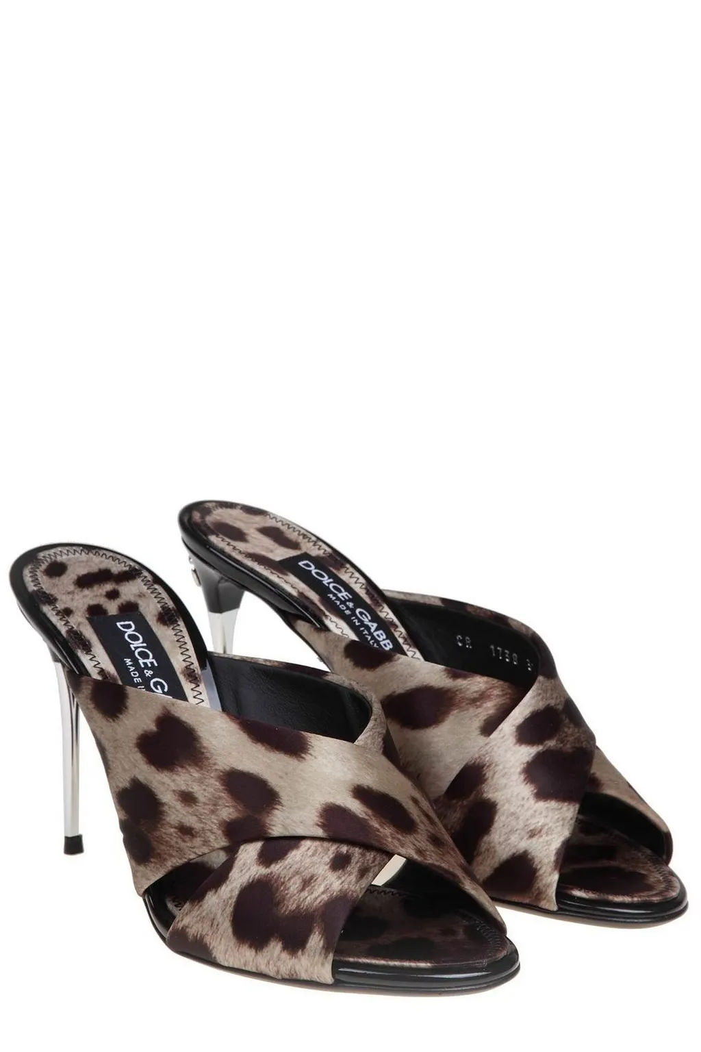 Leopard-Printed Satin Mules