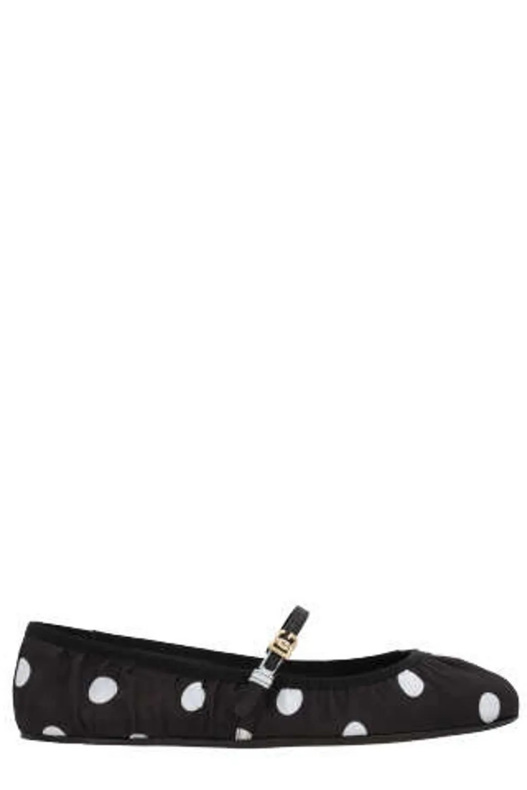 Polka-Dot Printed Satin Ballet Flats