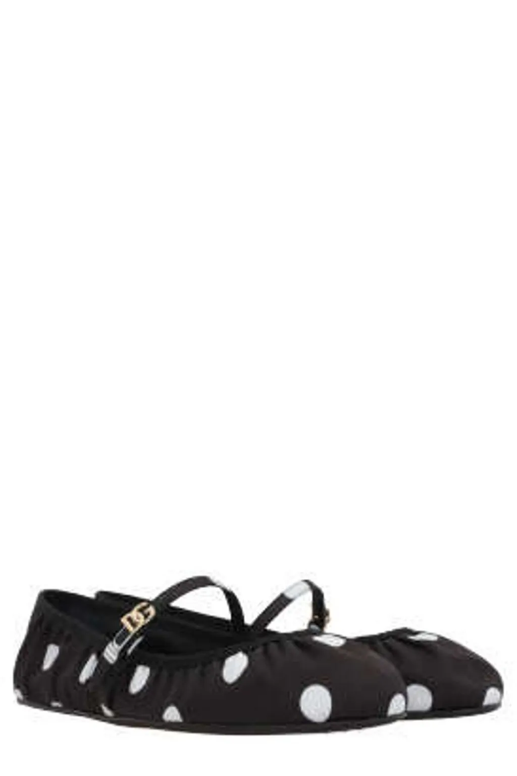 Polka-Dot Printed Satin Ballet Flats