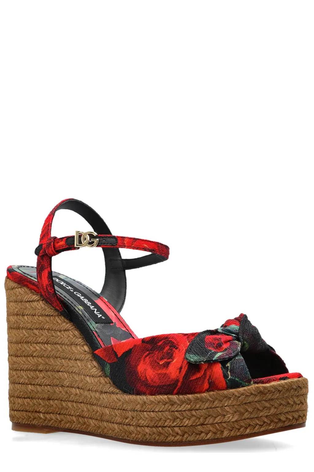Floral Motif Wedge Sandals