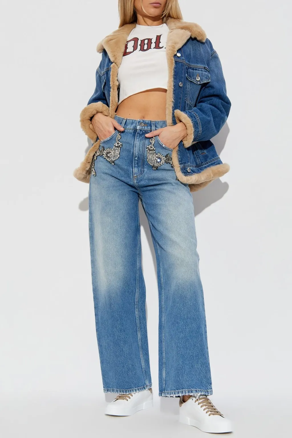 Embellished Low-Waist Jeans