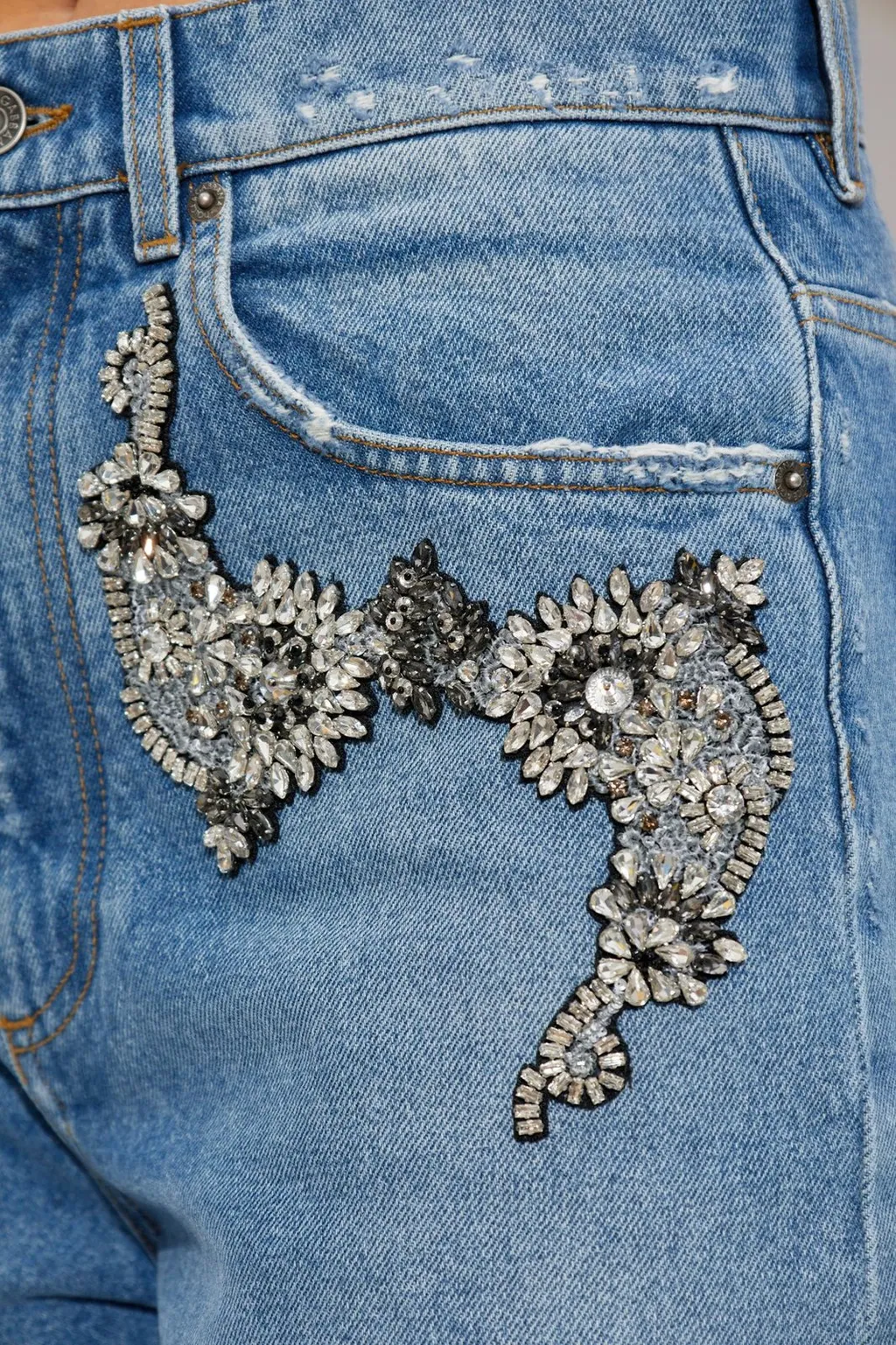 Embellished Low-Waist Jeans
