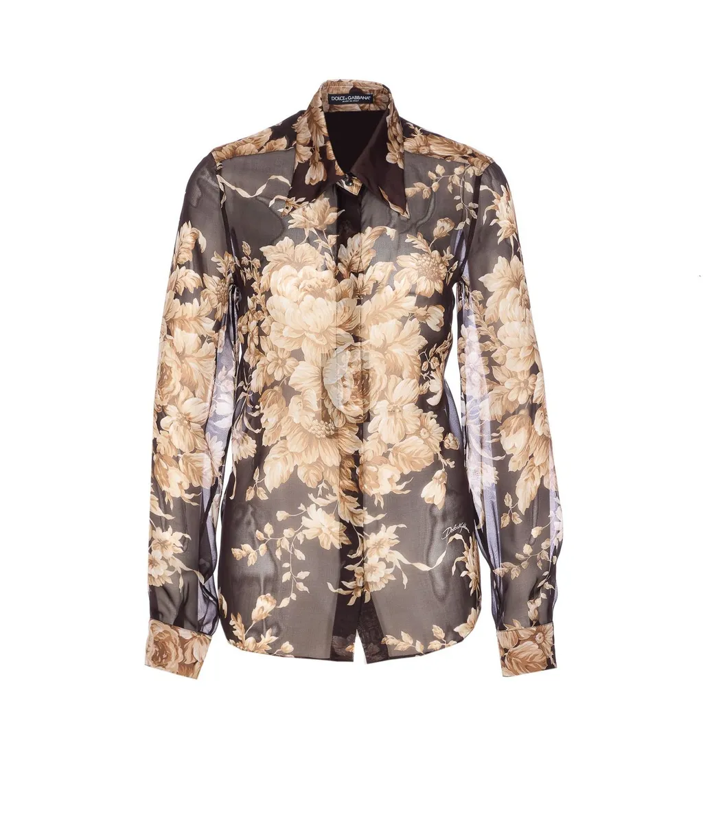 Rose Printed Chiffon Shirt