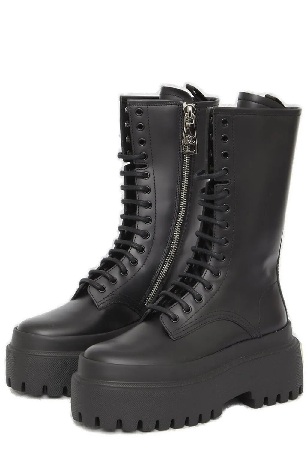 Logo Plate Lace-Up Boots