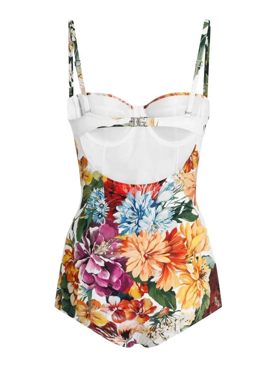Flower Printed One-Piece Swimsuit