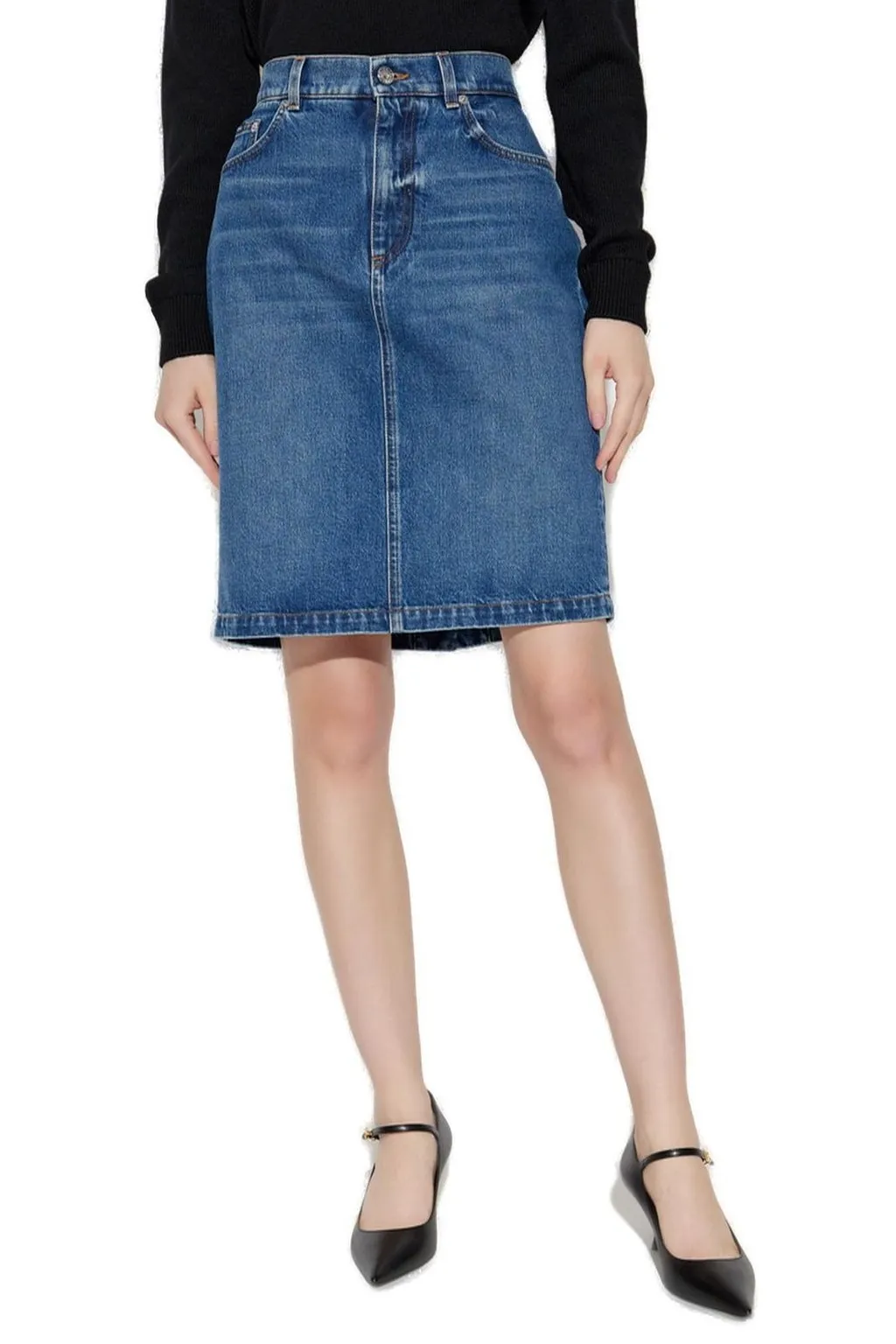 Straight Hem Mini Denim Skirt