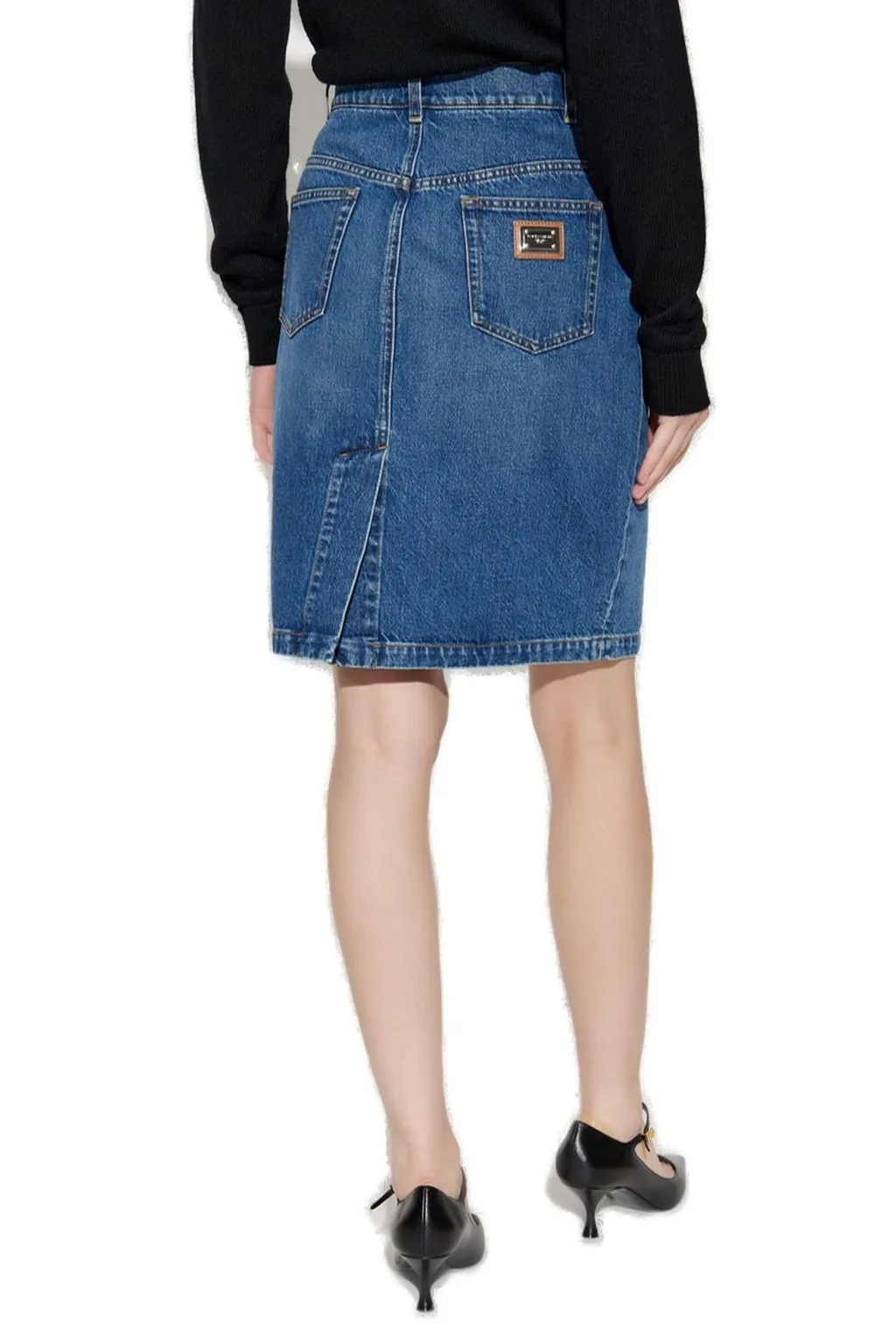Straight Hem Mini Denim Skirt