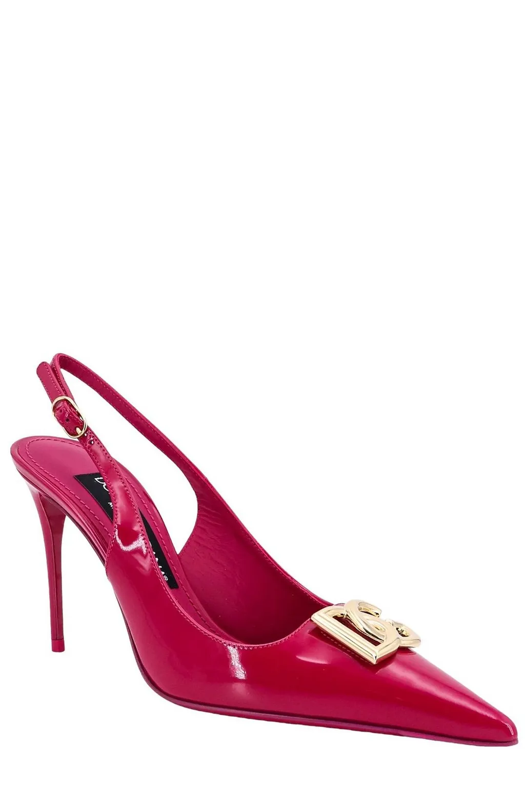 Logo Plaque Pointed Toe Slingback Pumps