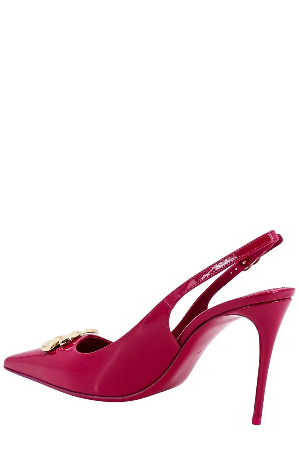 Logo Plaque Pointed Toe Slingback Pumps
