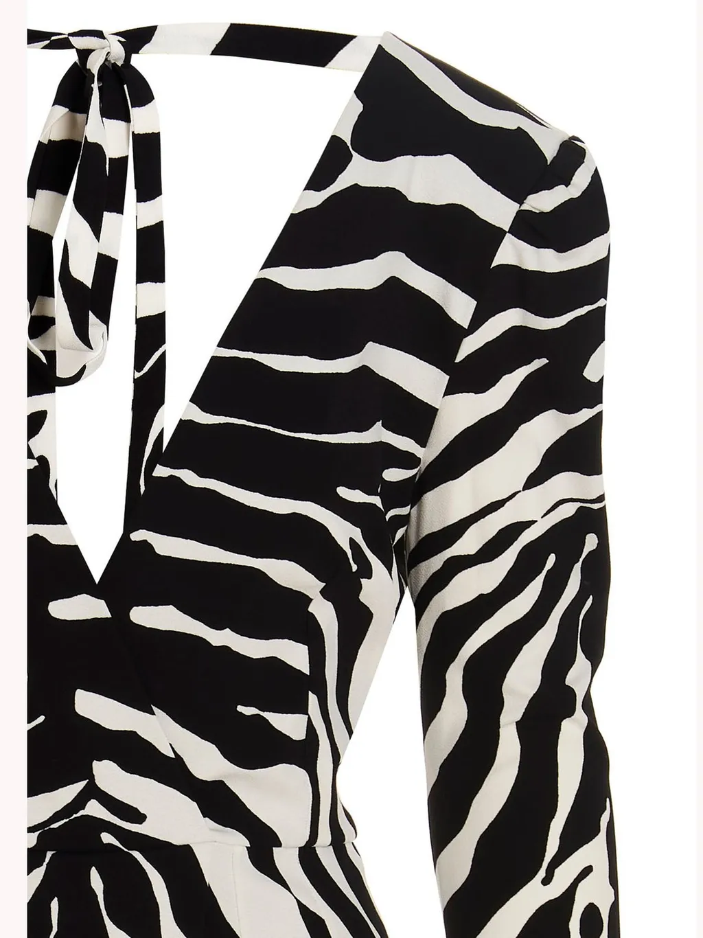 Zebra-Printed V-Neck Midi Dress