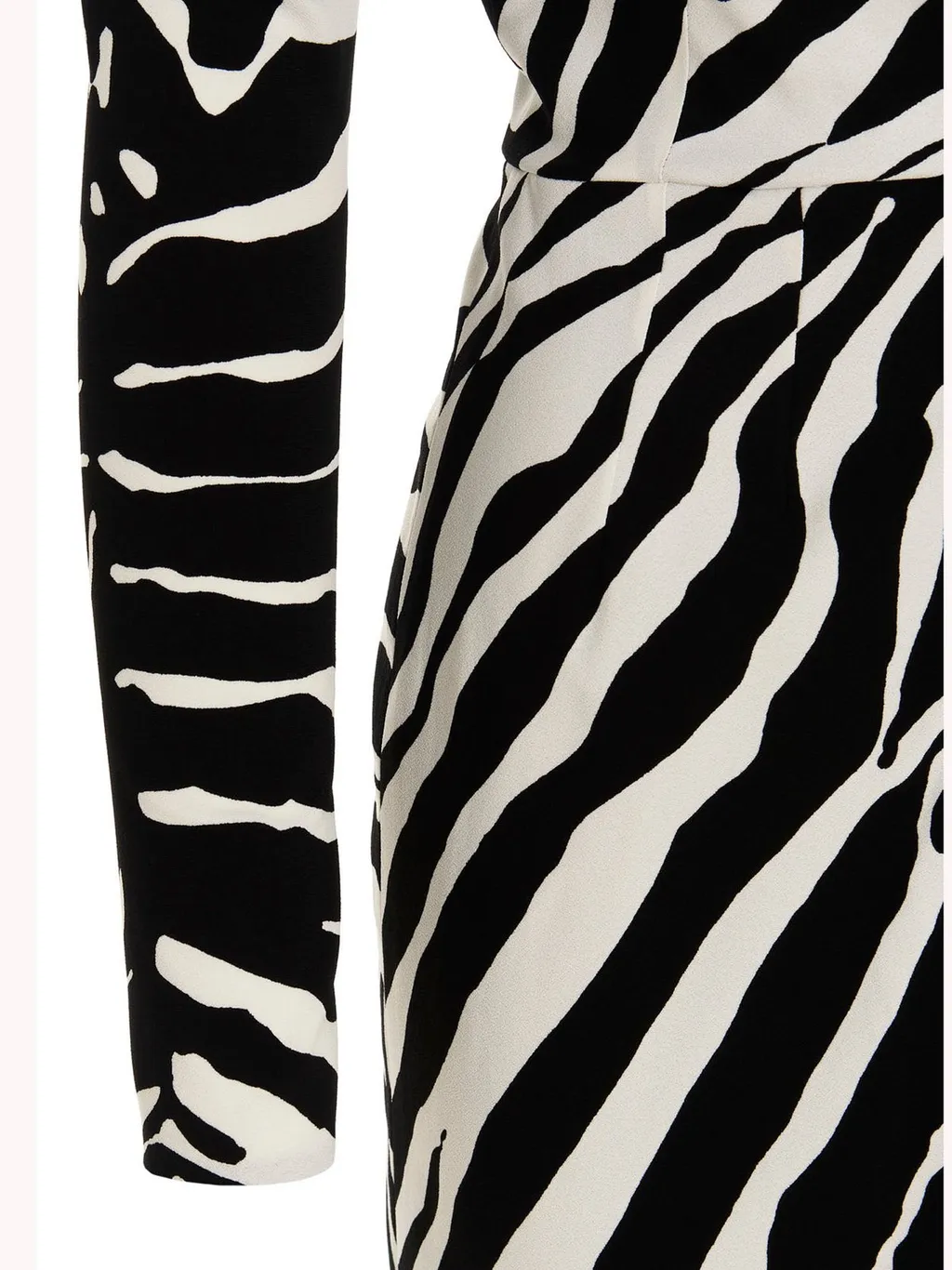 Zebra-Printed V-Neck Midi Dress