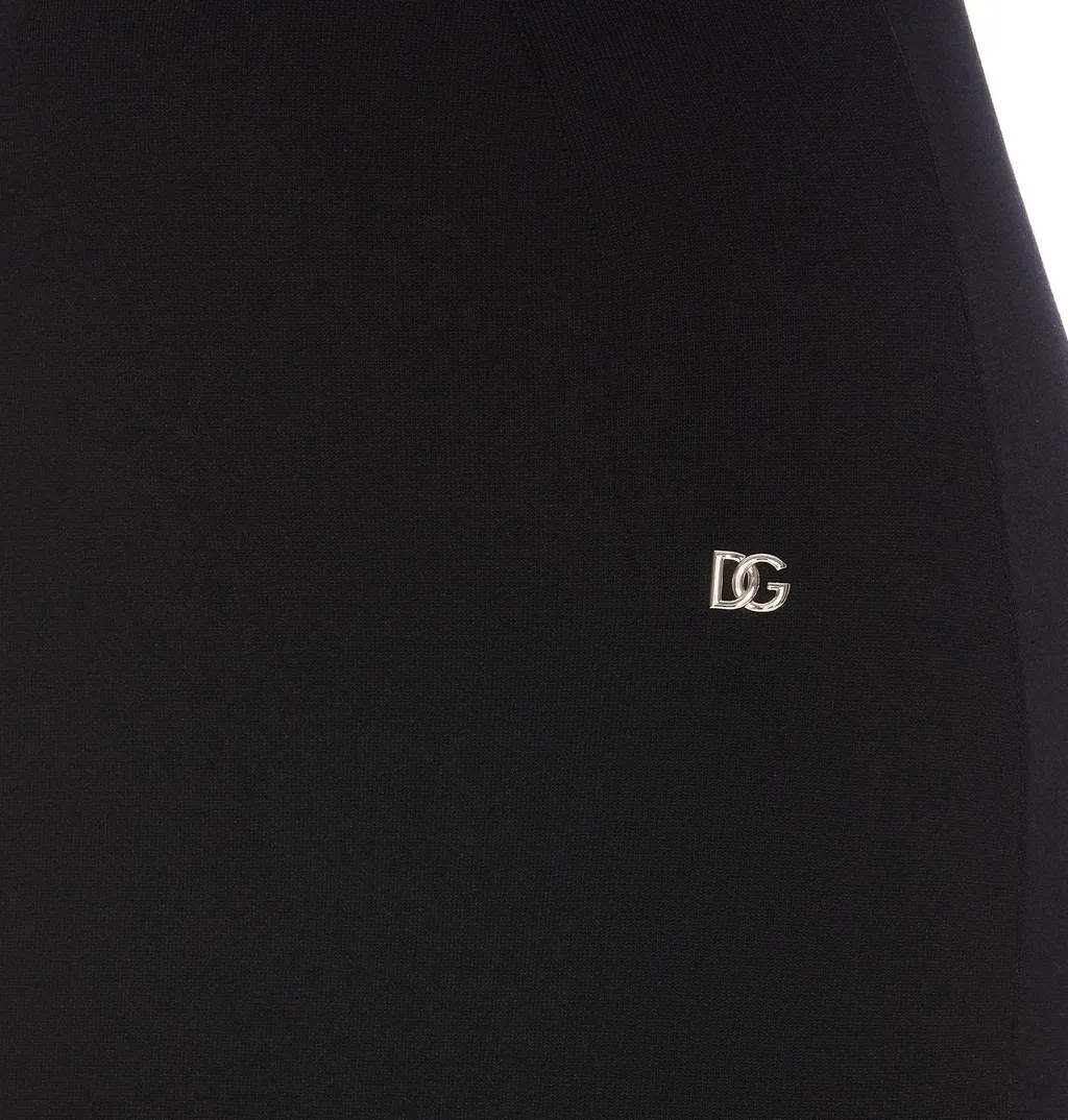 Logo Plaque Scoop Neck Midi Dress