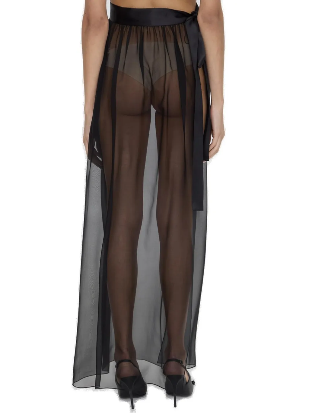 Belted Midi Chiffon Skirt