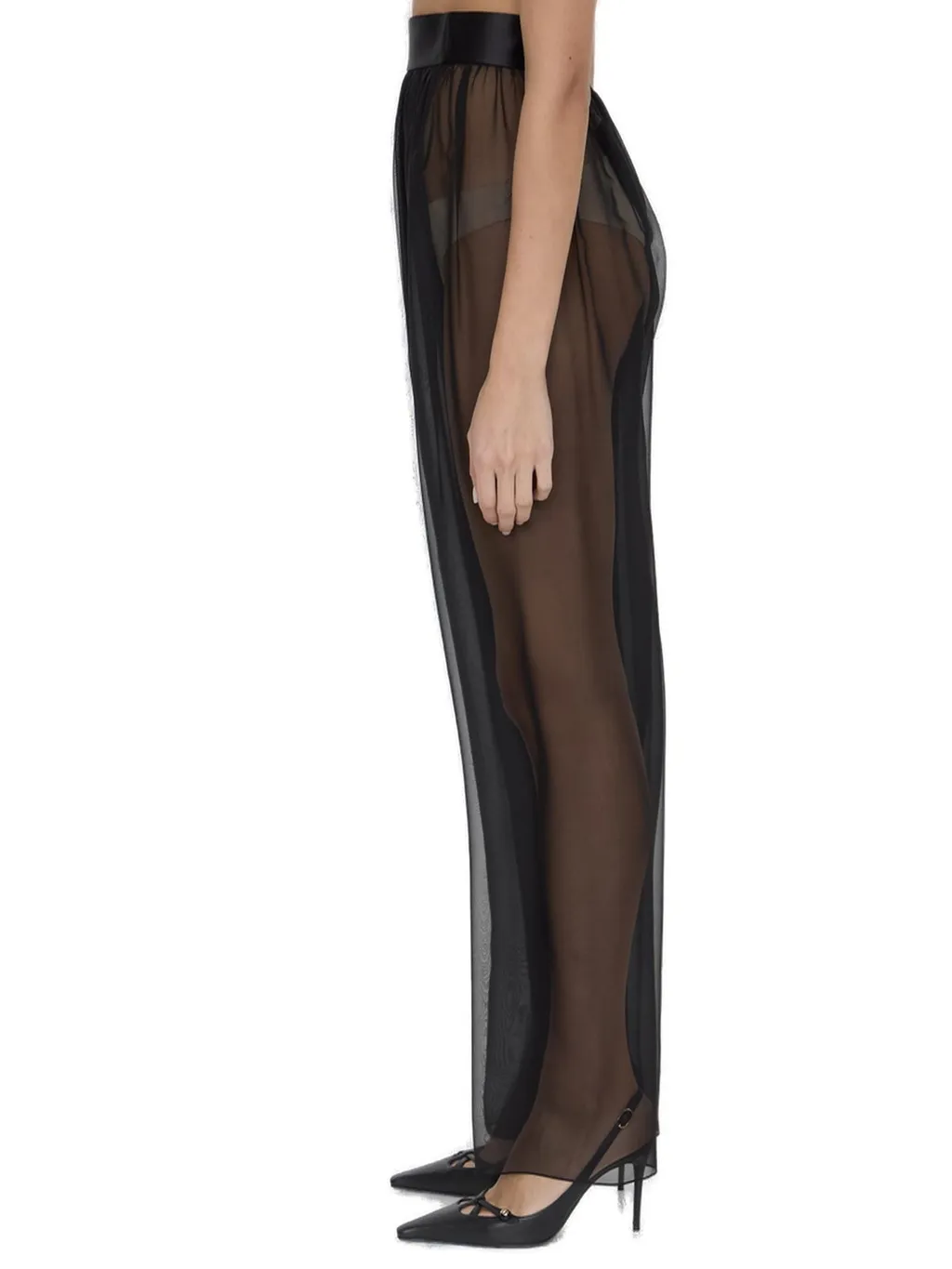Belted Midi Chiffon Skirt